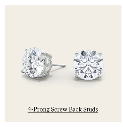 3 ct. tw. Round 4-Prong Screw Back Studs in 14k White Gold