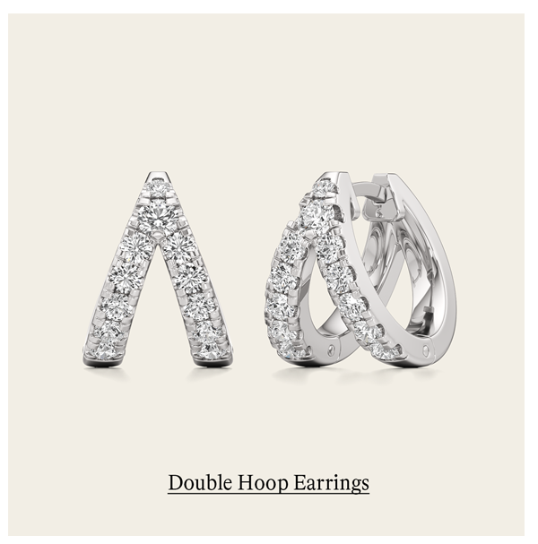 Round Diamond Double Hoop Earrings