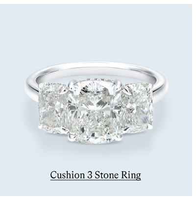 4 3/4 ct. tw. Cushion 3 Stone Ring in 14k White Gold
