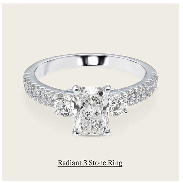 1 7/10 ct. tw. Radiant Diamond 3 Stone Ring in 14k White Gold