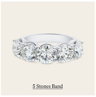 5 ct. tw. Round 5 Stones Band in 14k White Gold