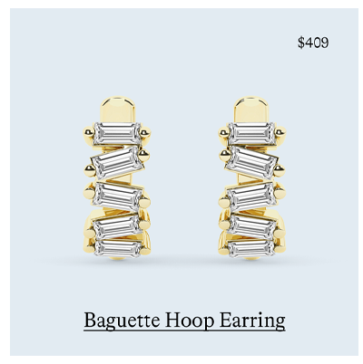 1/2 ct. tw. Baguette Hoop Earring in 14K Yellow Gold