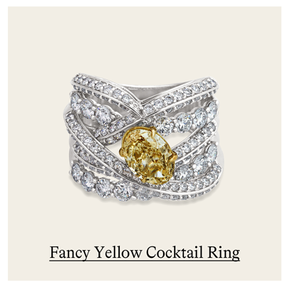 4 ct. tw. Fancy Yellow Oval and White Round Lab Diamond Cocktail Ring in 14kt White & Yellow Gold