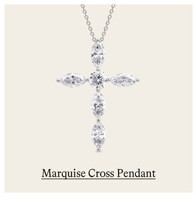 2 1/2 ct. tw. Marquise and Round Lab Grown Diamond Cross Pendant in 14kt White Gold