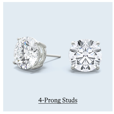 2 ct. tw. Round 4-Prong Screw Back Studs in 14k White Gold