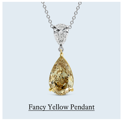 4 3/4 ct. tw. Fancy Yellow Pear Lab Grown Diamond Two Stone Pendant in 14K White and Yellow Gold
