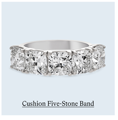 5 ct. tw. Cushion Five-Stone Band in 14K White Gold