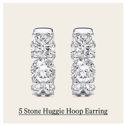 3 ct. tw. 5 Stone Inside Out Huggie Hoop Earring in 14k White Gold