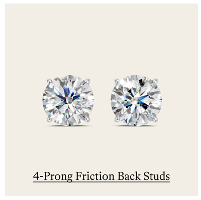 3 ct. tw. Round 4-Prong Friction Back Studs
