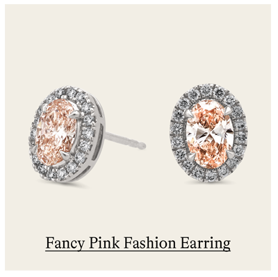 3/5 ct. tw. Fancy Pink Oval and Round Fashion Earring in 14k White Gold
