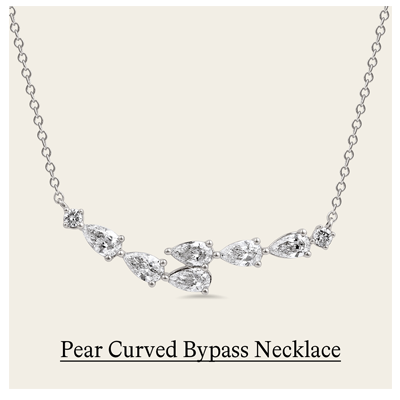 Pear Lab Grown Diamond Curved Bypass Necklace in 14kt White Gold