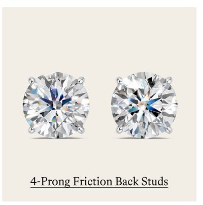 3 ct. tw. Round 4-Prong Friction Back Stud Earrings
