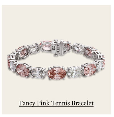 35 1/5 ct. tw. Fancy Pink & White Oval Lab Grown Diamond Tennis Bracelet in 14kt White Gold