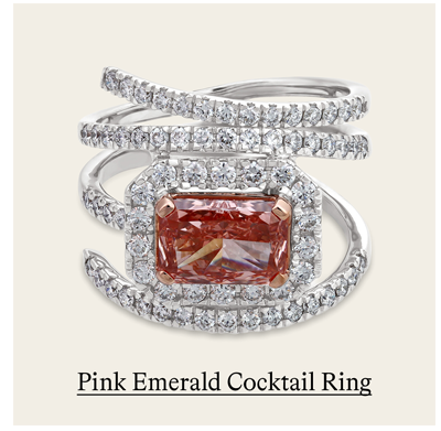 3 1/4 ct. tw. Pink Emerald-Cut Lab Grown Diamond Cocktail Ring in 14kt White & Rose Gold