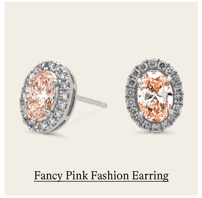 3/5 ct. tw. Fancy Pink Oval and Round Fashion Earring in 14k White Gold