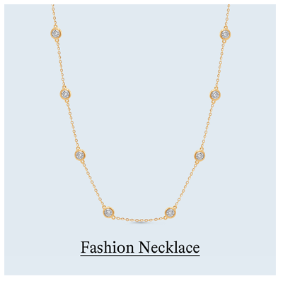 2 ct. tw. Round Station Fashion Necklace in 14k Yellow Gold