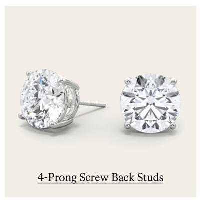 2 - 5 ct. Round 4-Prong Screw Back Studs