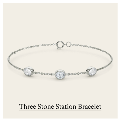 Three Stone Oval Bezel Station Bracelet