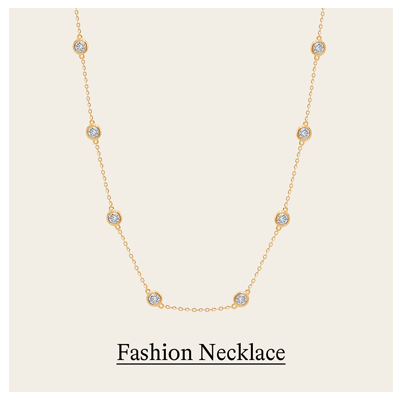 2 ct. tw. Round Station Fashion Necklace in 14k Yellow Gold