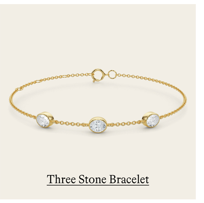 Three Stone Oval Bezel Station Bracelet