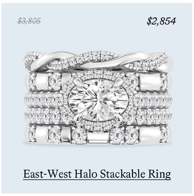 Oval East-West Halo Stackable Ring
