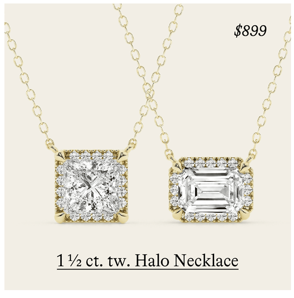 1 1/2 ct. tw. Lab Grown Diamond Halo Necklace in 14kt Yellow Gold