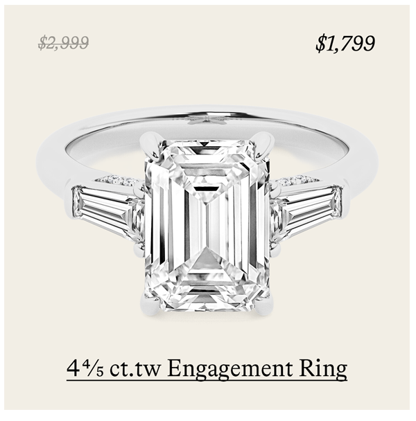 4 4/5 ct.tw Tapered Baguette 3-Stone Engagement Ring in 14K White Gold