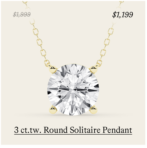 3 ct.tw. Round Solitaire Pendant in 14k Yellow Gold