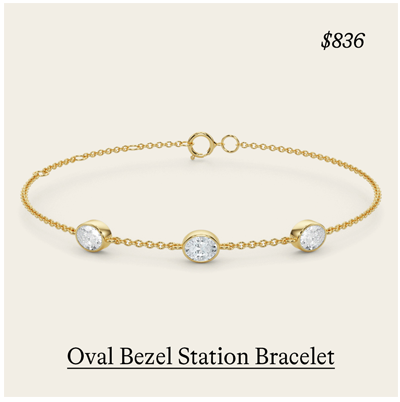 Three Stone Oval Bezel Station Bracelet