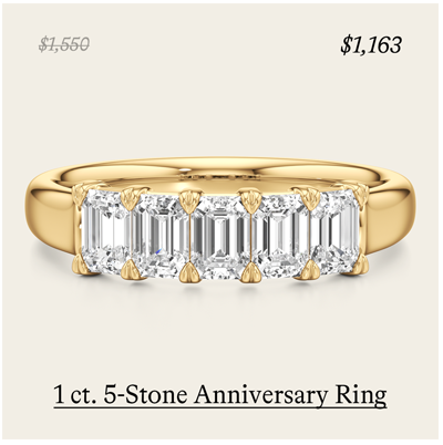 1 - 3 ct. Emerald 5-Stone Anniversary Ring