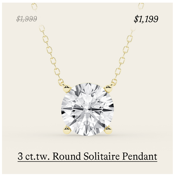 3 ct.tw. Round Solitaire Pendant in 14k Yellow Gold