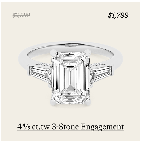4 4/5 ct.tw Tapered Baguette 3-Stone Engagement Ring in 14K White Gold