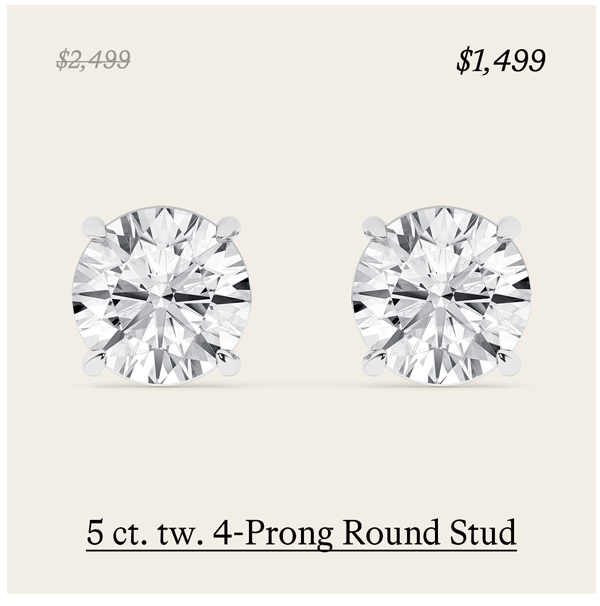 3 1/2 - 10 ct. tw. 4-Prong Round Stud with Friction/Standard Post in 14K White Gold