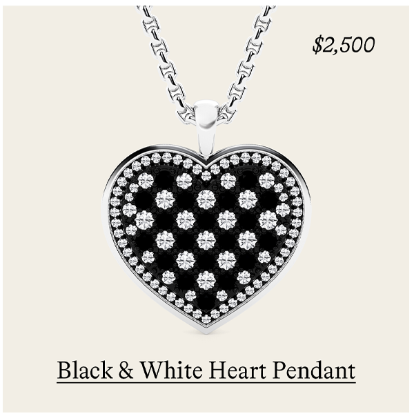 Black & White Lab Grown Diamond Heart Pendant Necklace in Sterling Silver