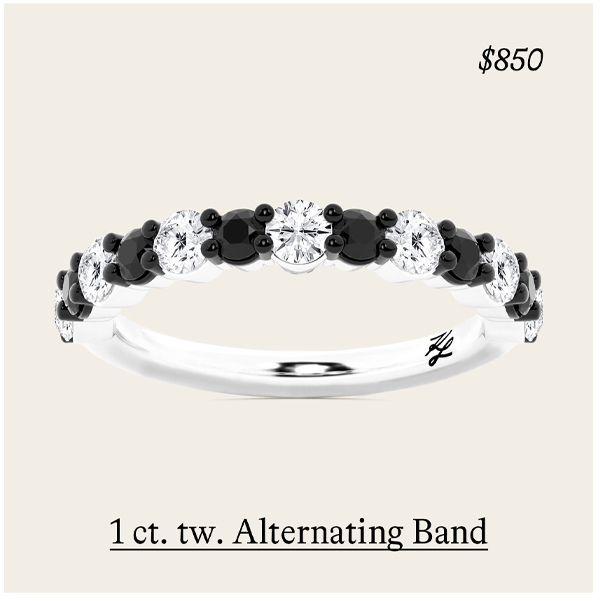 1 ct. tw. Alternating Black & White Lab Grown Diamond Band in Sterling Silver