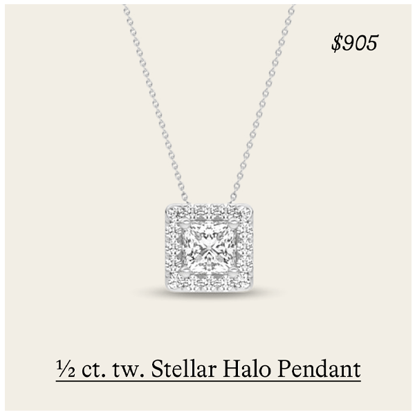 1/2 ct. tw. Stellar Square Halo Pendant