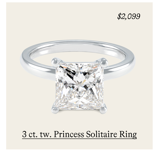 3 ct. tw. Princess Lab Grown Diamond Solitaire Ring in 14kt White Gold