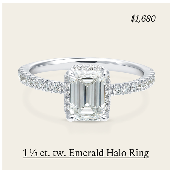 1 1/3 ct. tw. Emerald Halo Ring in 14k White Gold