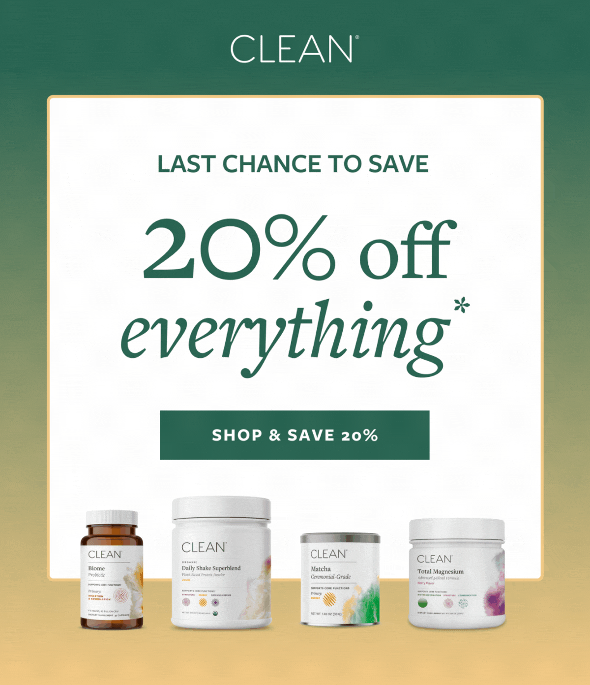 20% off reset & more* to end summer strong