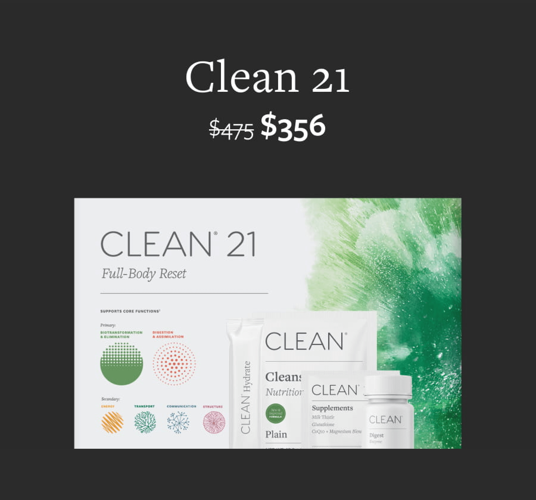 Clean 21 Now at $356