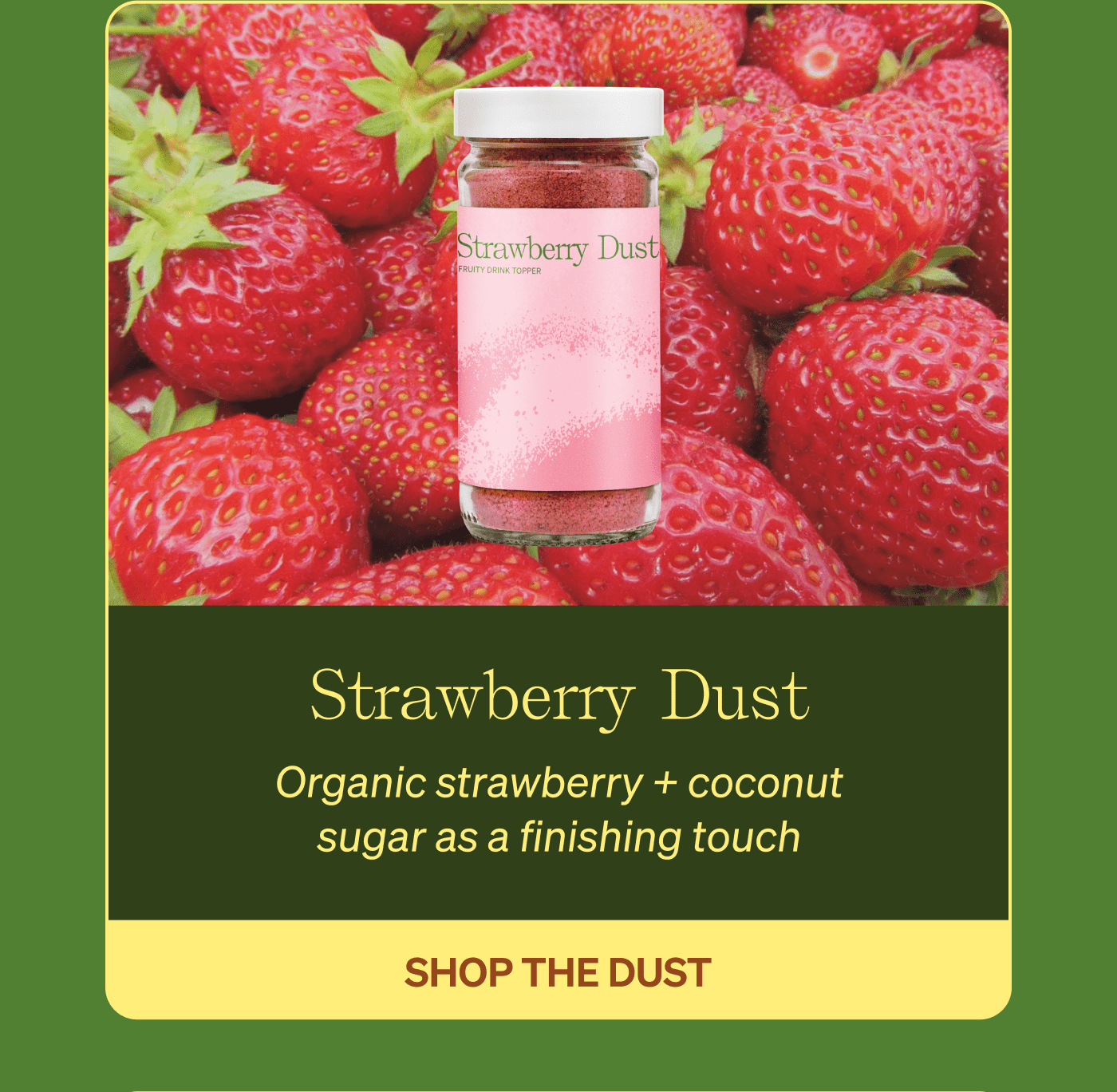 Strawberry Dust: Organic strawberry + coconut sugar as a finishing touch [SHOP THE DUST]