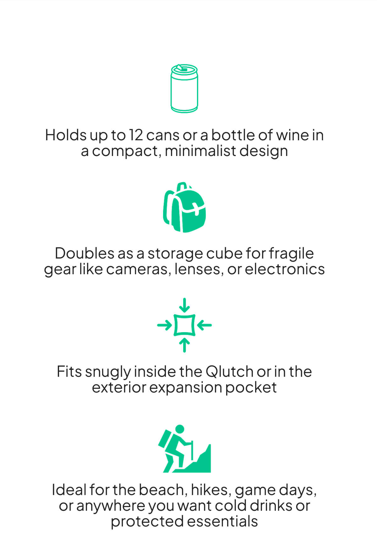 Holds up to 12 cans or a bottle of wine in a compact, minimalist design
