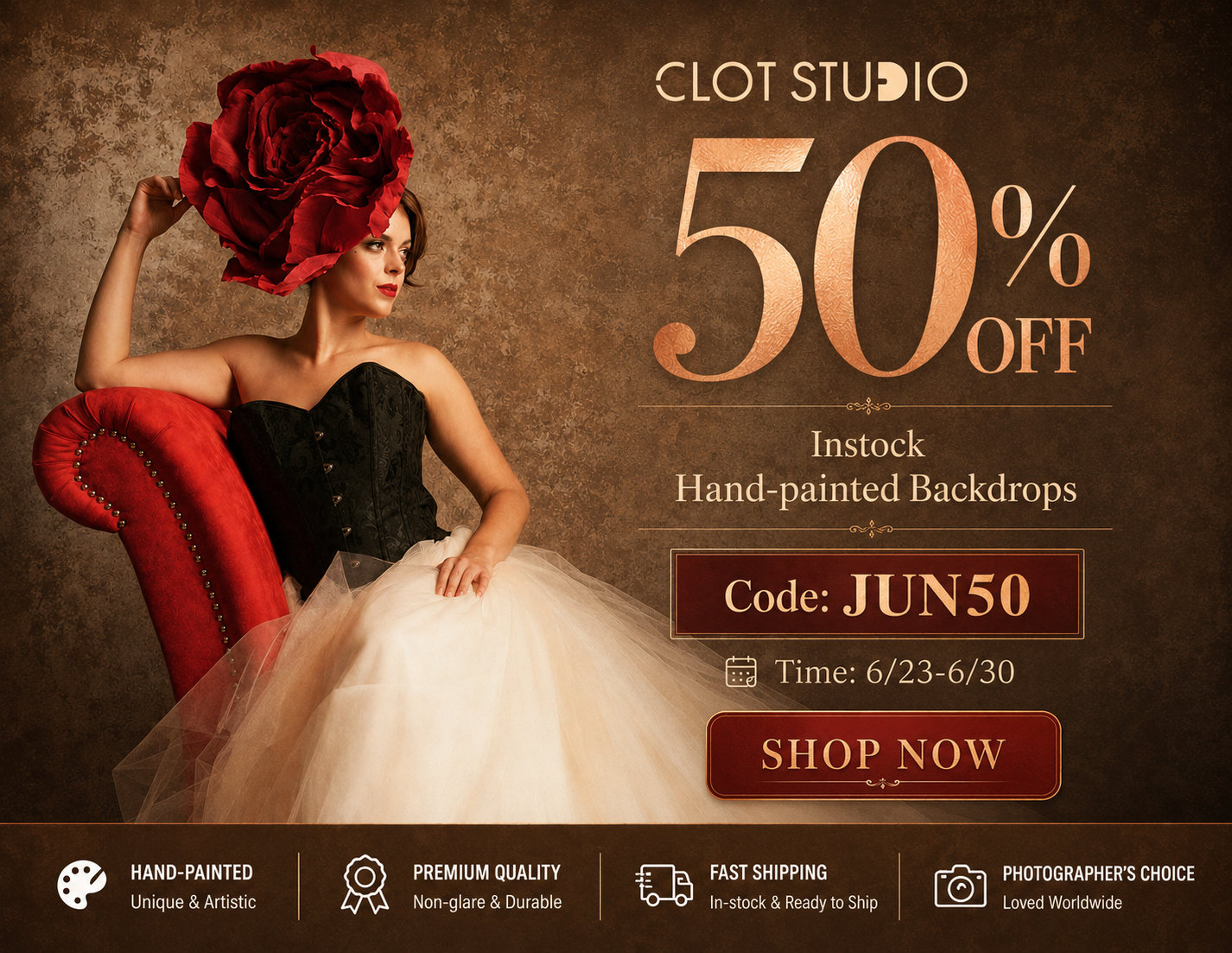 50% Off Sales For Hand-painted Backdrop At Clotstudios