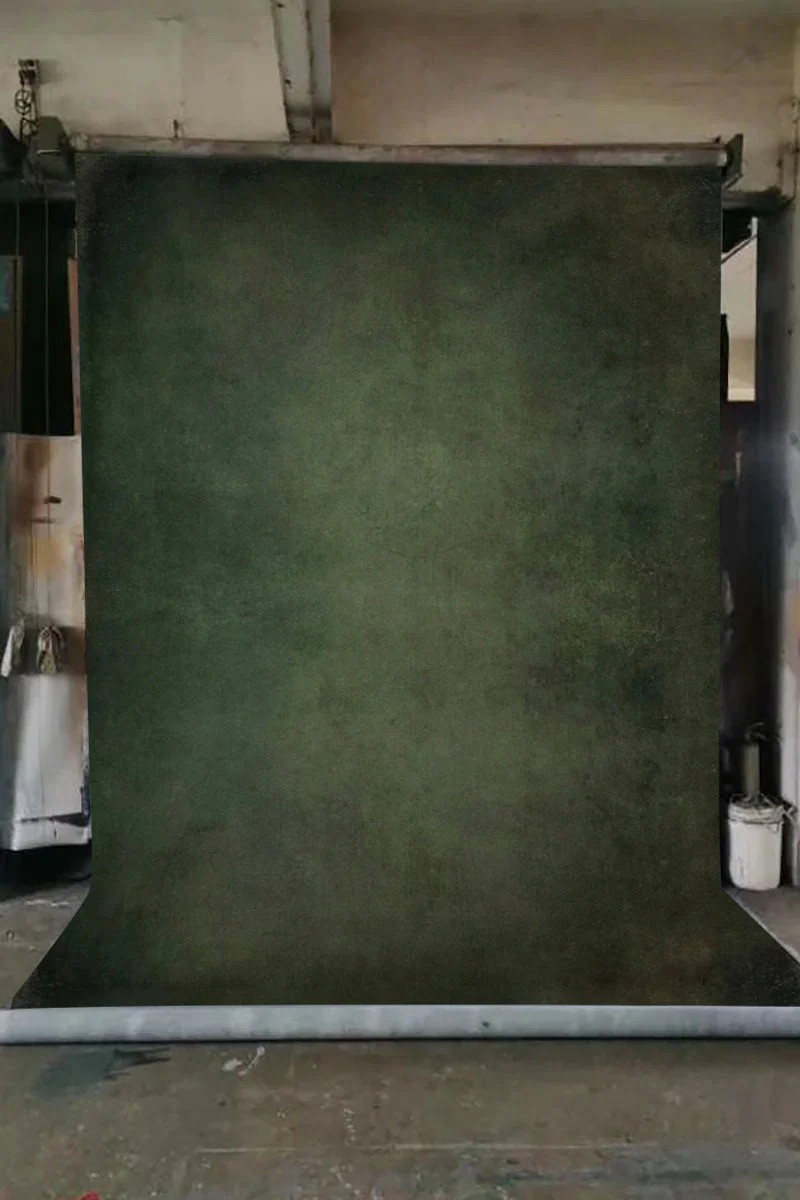 Clotstudio Abstract Dark Green Textured Hand Painted Canvas Backdrop #clot502