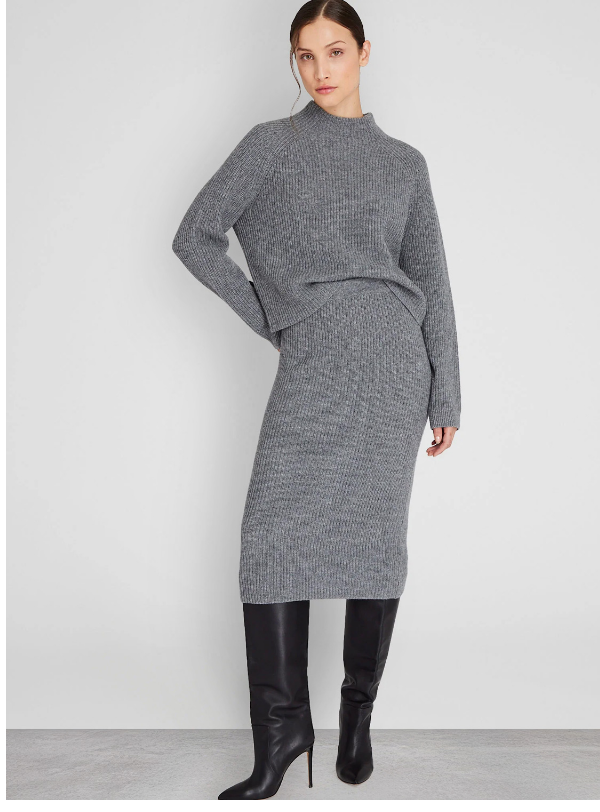Cashmere Ribbed Midi Skirt