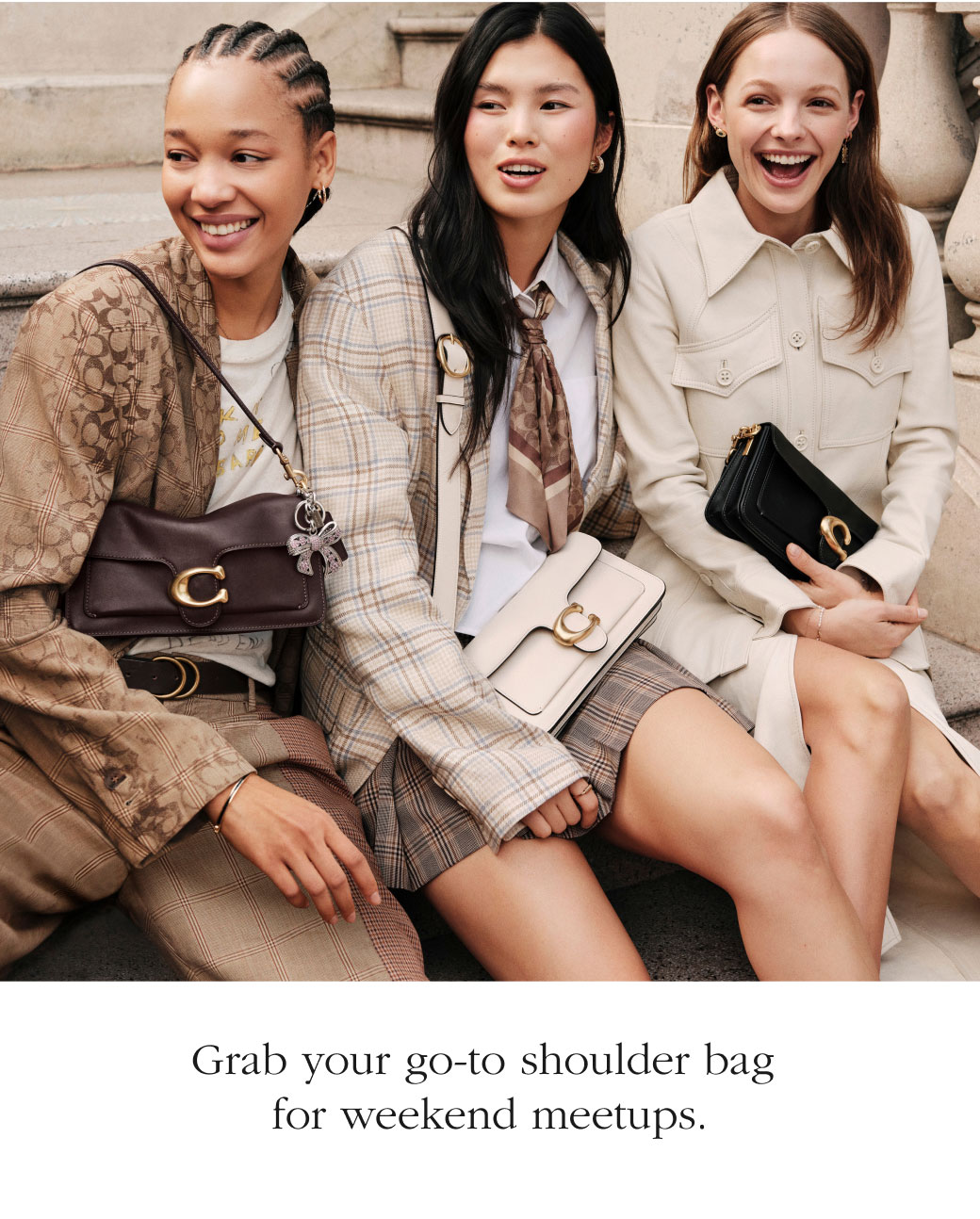 Grab your go-to shoulder bag  for weekend meetups.