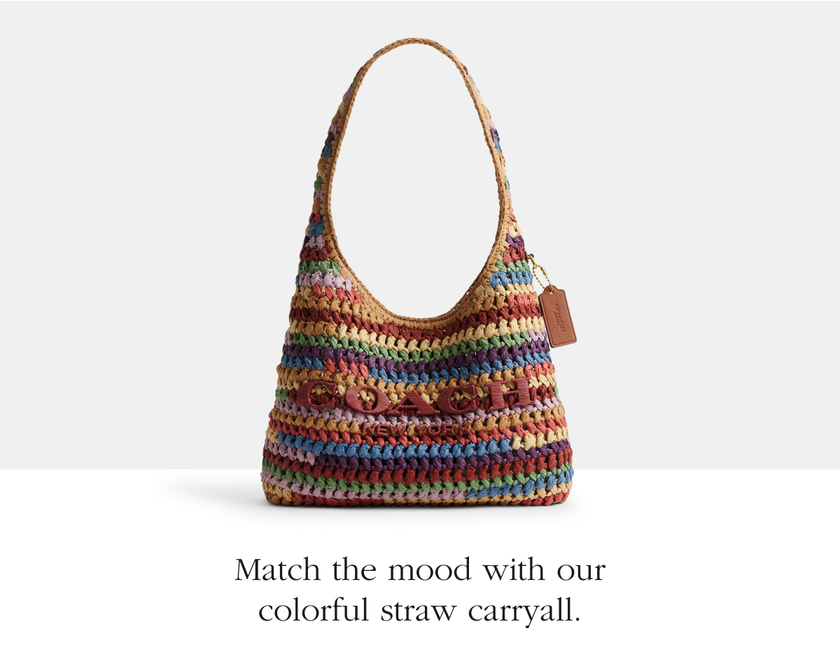 Match the mood with our colorful straw carryall.