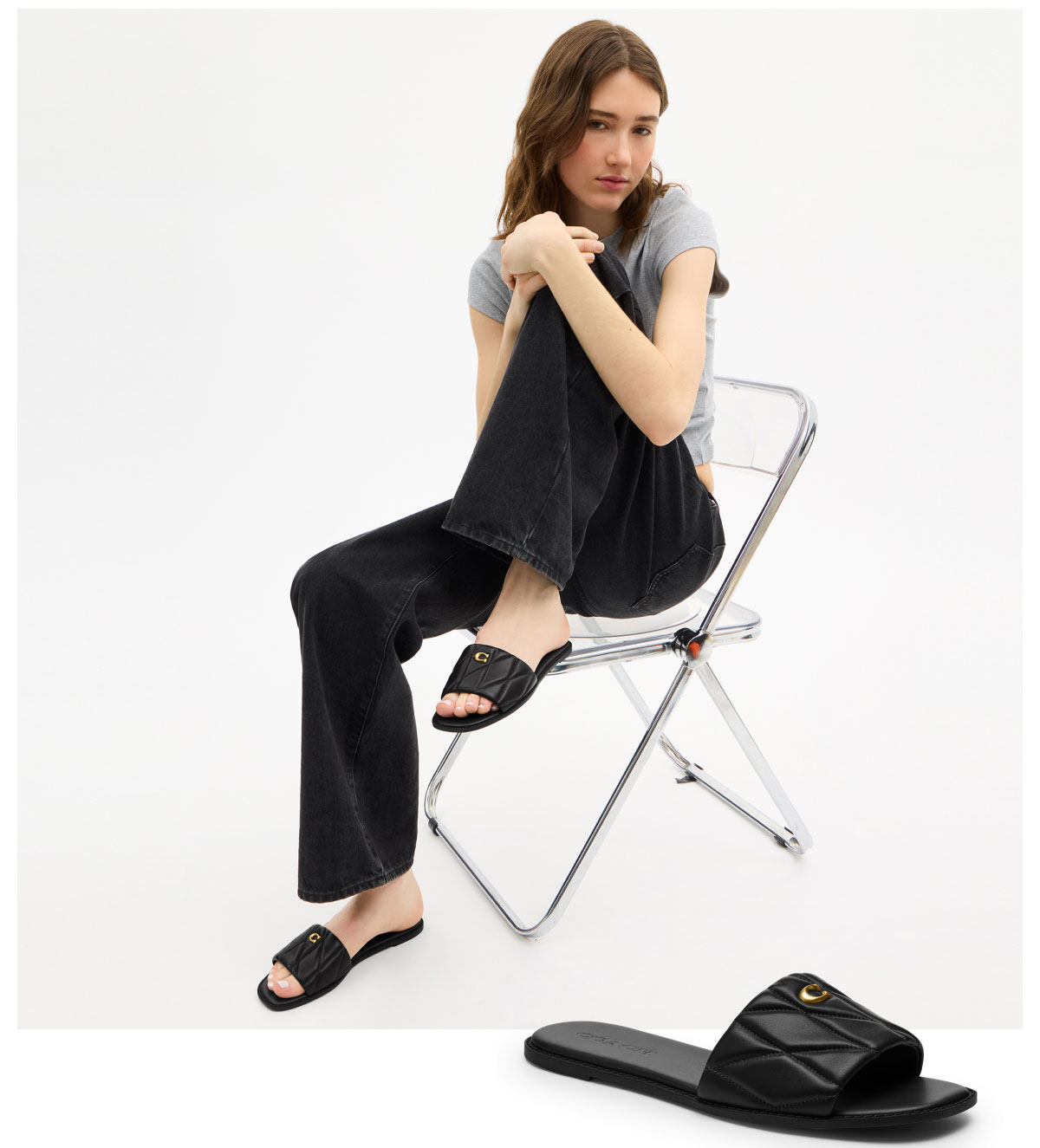 Slip on a sleek pair of slides for some fun in the sun.