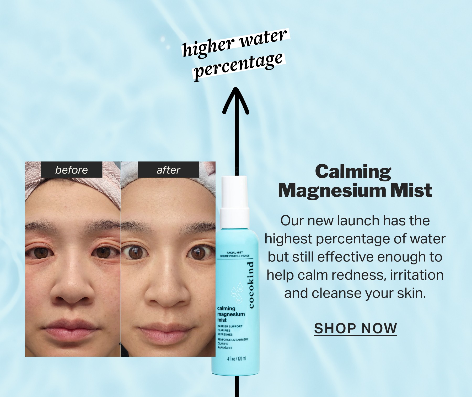 high water percentage calming magnesium mist