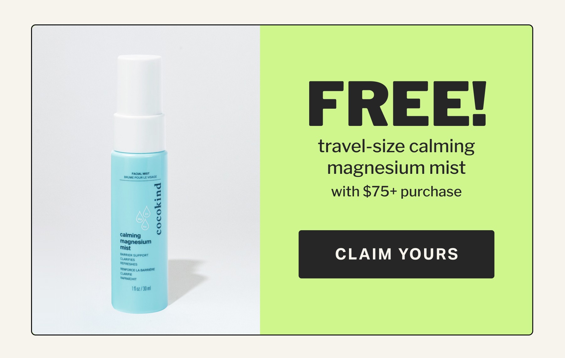 FREE travel-size calming magnesium mist